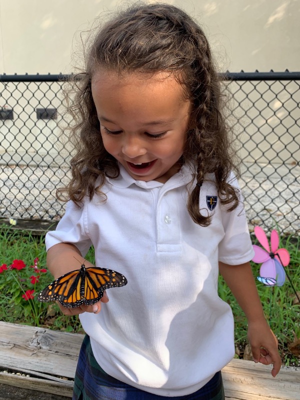 Girl with monarch on hand