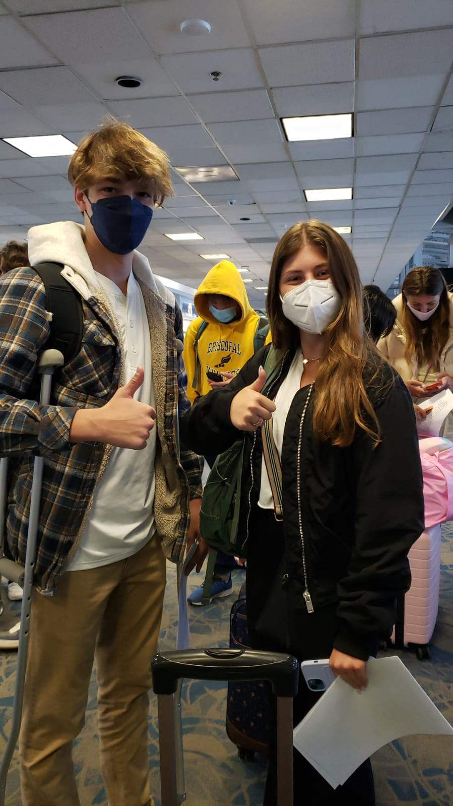 Students at airport