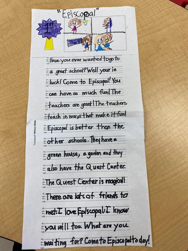 lower school writing assignment