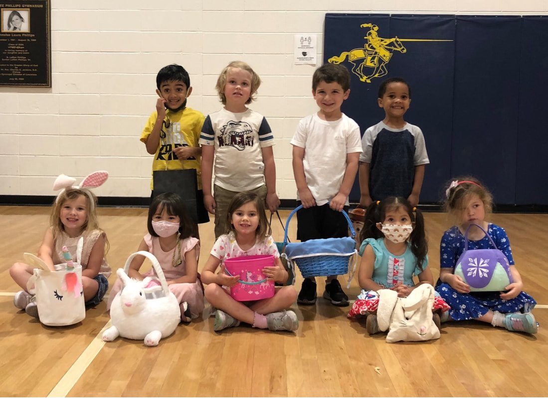 lower school students with Easter baskets