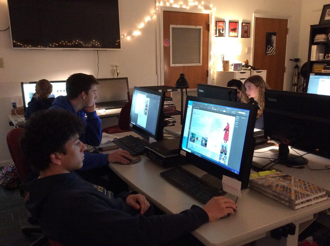 Yearbook staff at work
