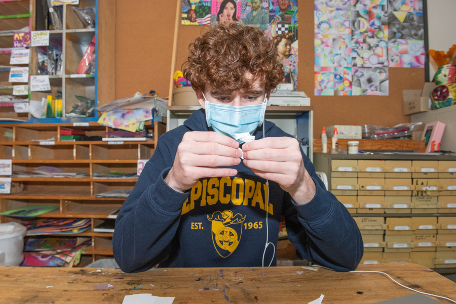 Student artist creating