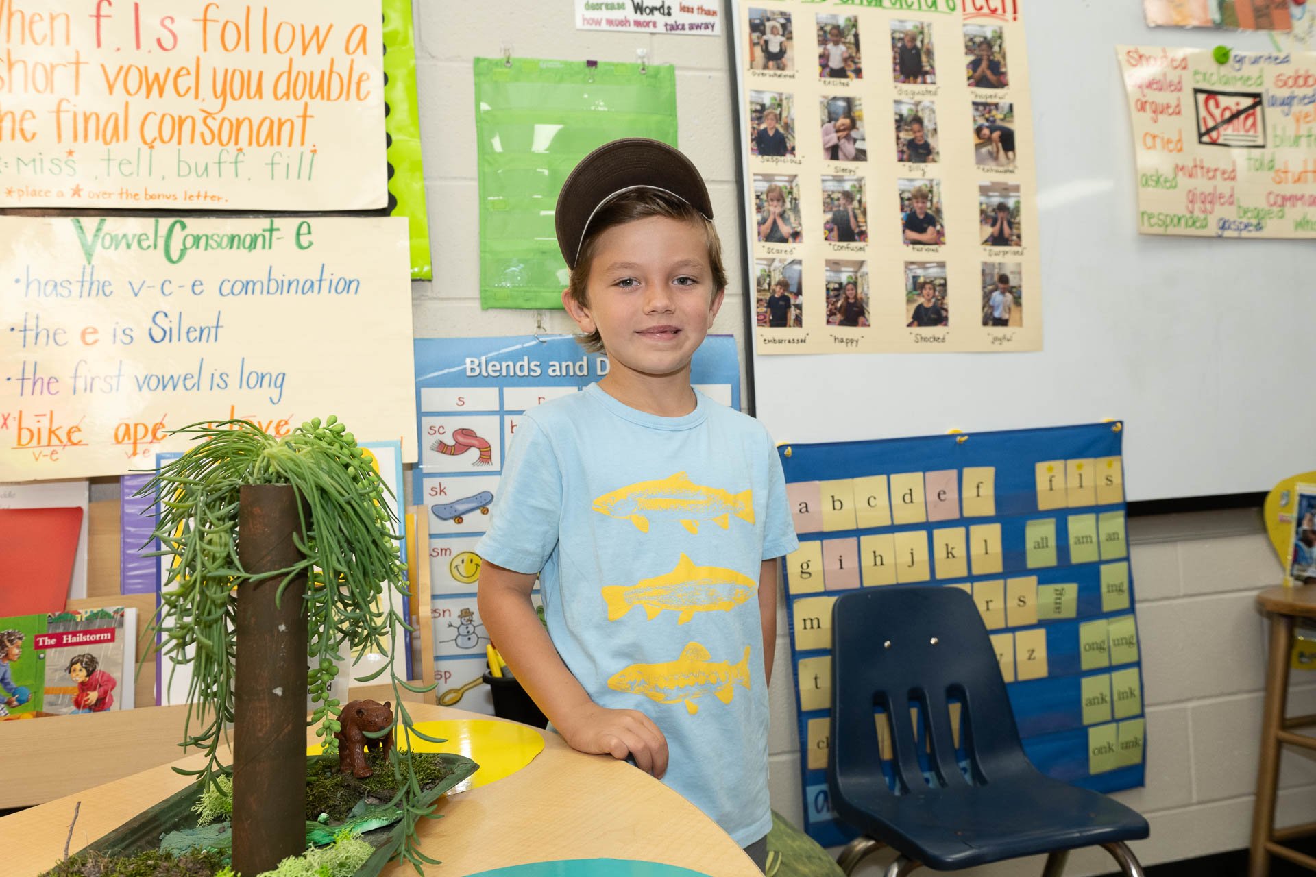 1st grade student at creature feature showcase