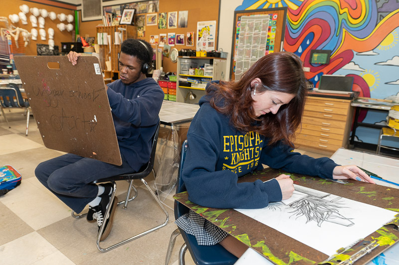 Students drawing