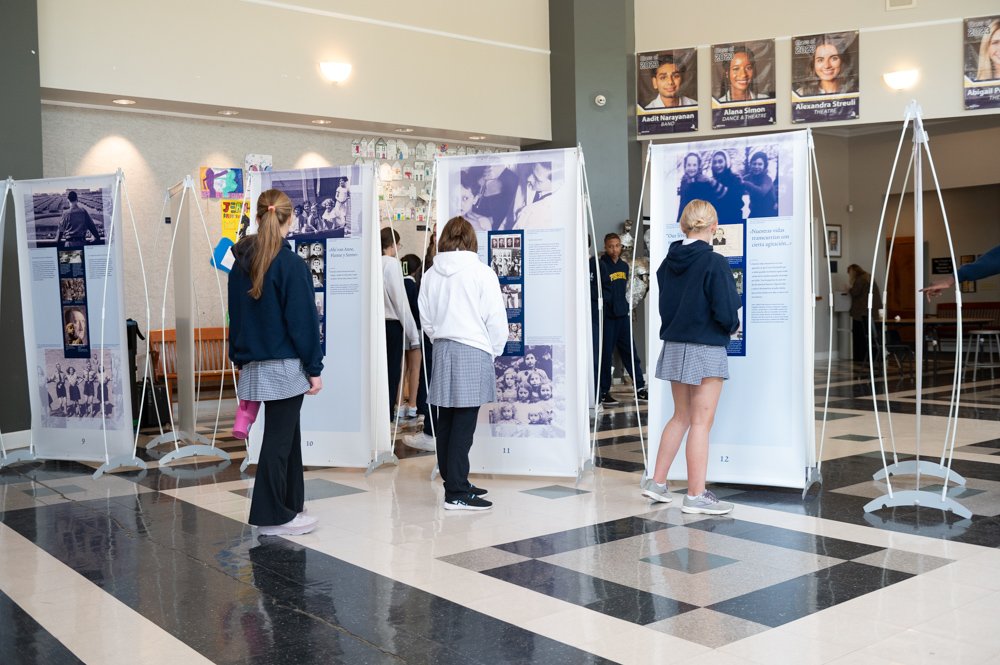 Students viewing Anne Frank exhibit