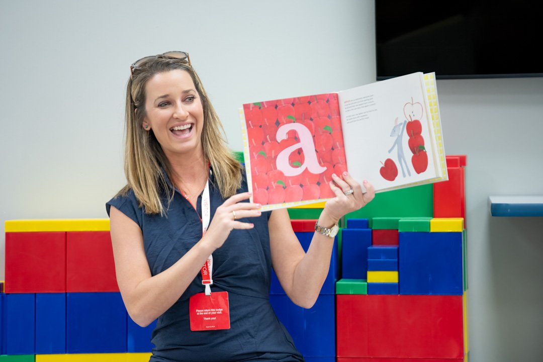 Katie Dawson Green reading to students