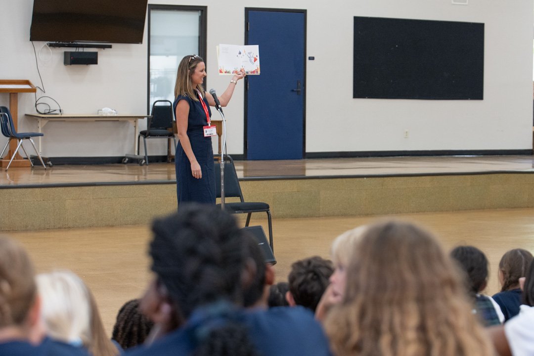 Katie Dawson Green reading to students