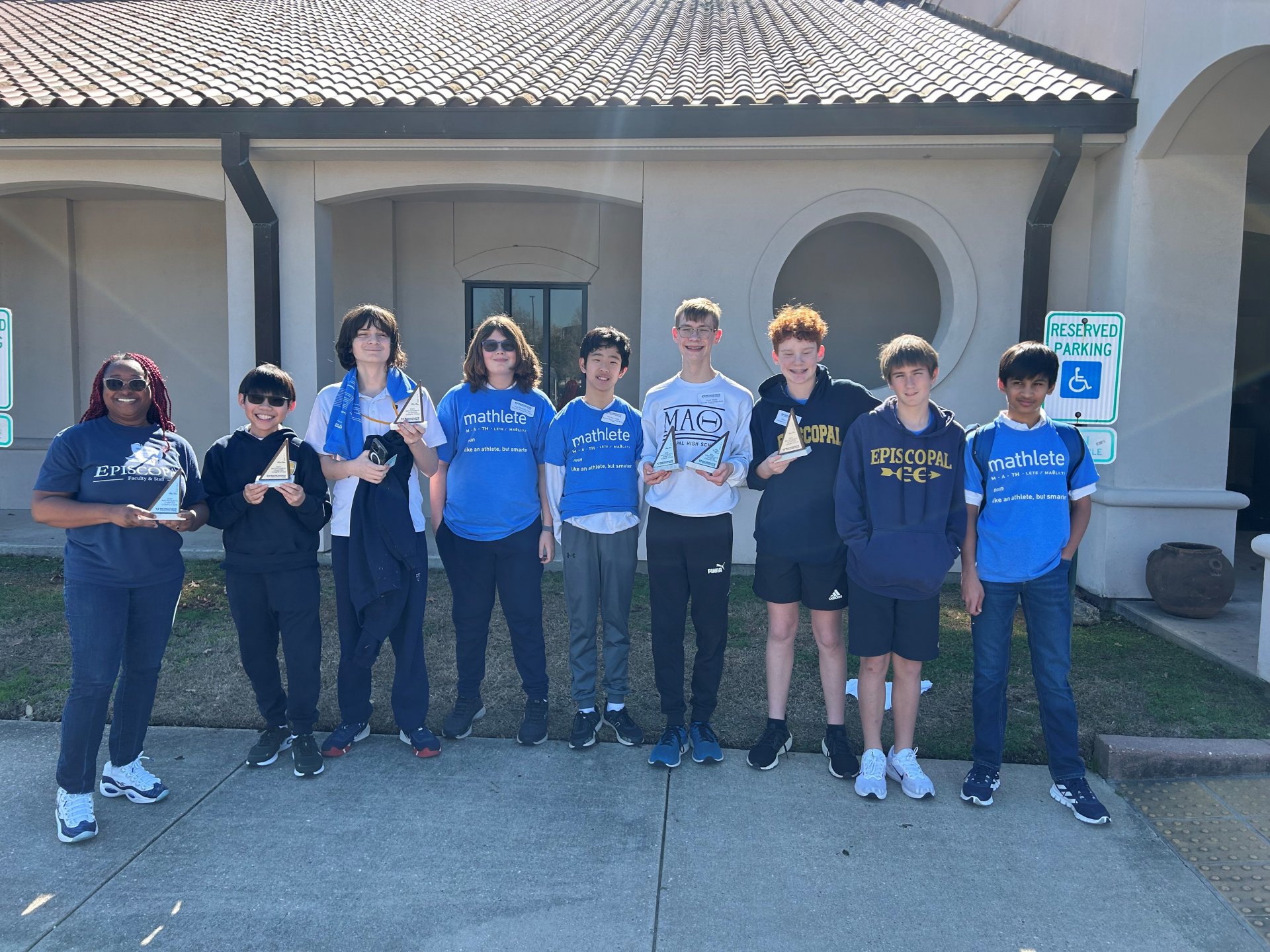 MathCounts team with trophies