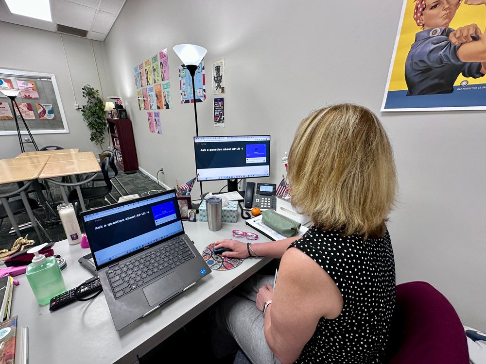 Dawn Burton at desk