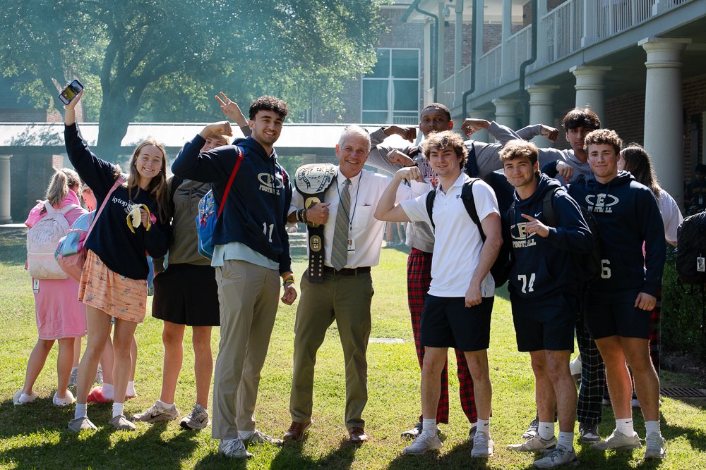 Students celebrating Knight Fight win