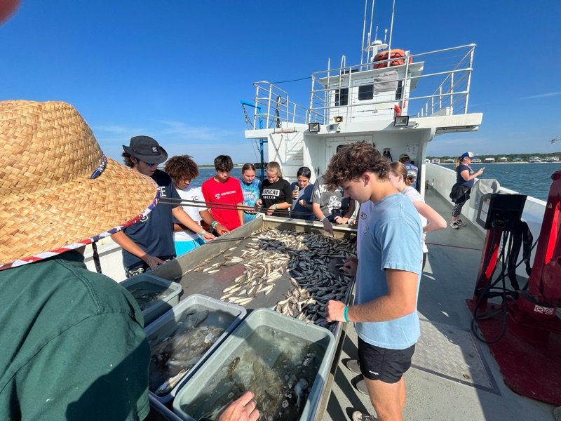 Students on research vessel