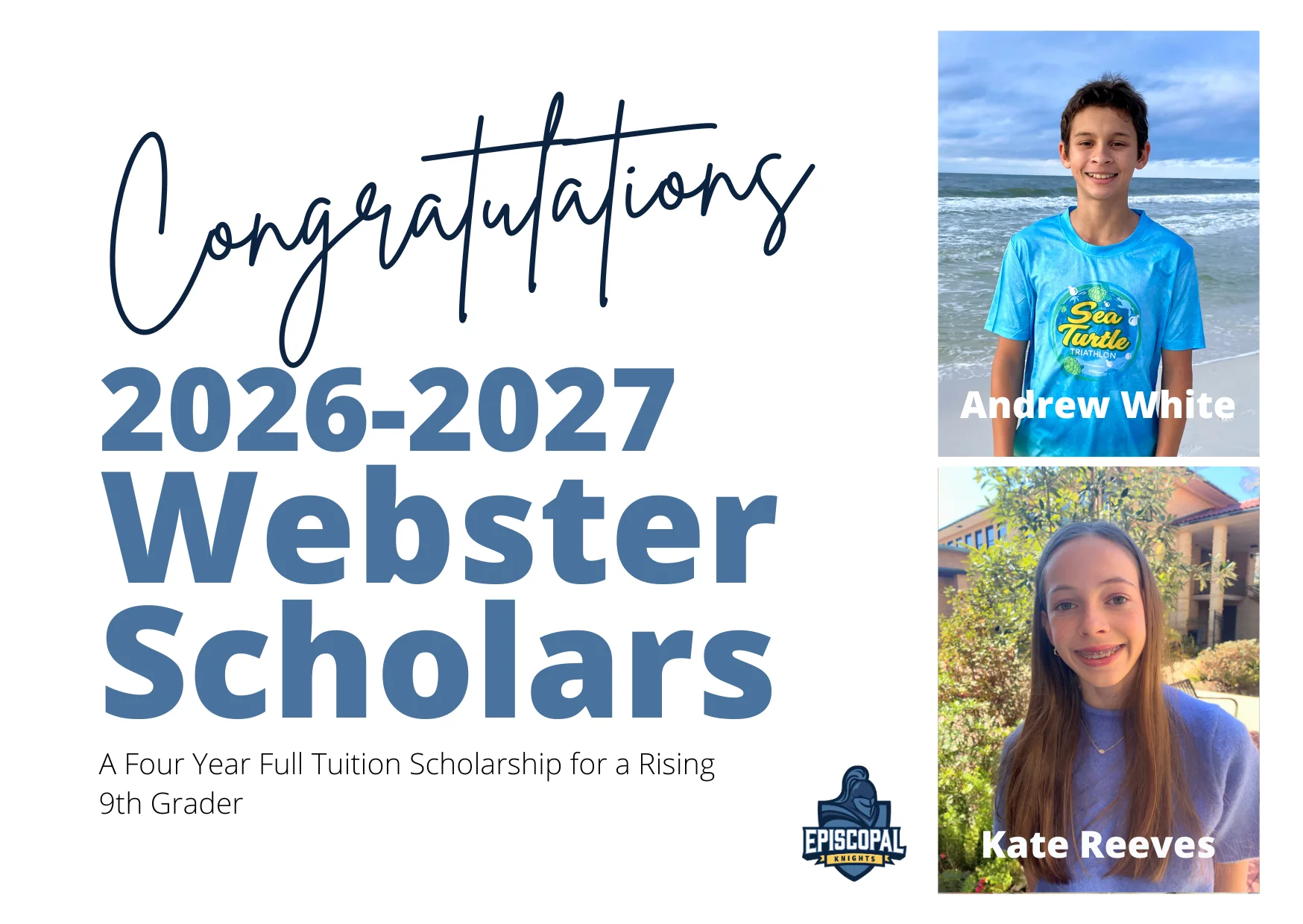Congratulations to the 2026 Episcopal Webster Scholars!