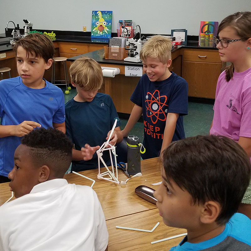 Students work on team building.