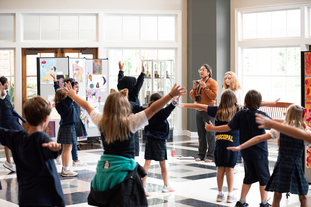 Student practicing for Aladdin Jr in the visual and performing arts center