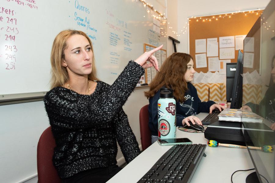Yearbook staff at work
